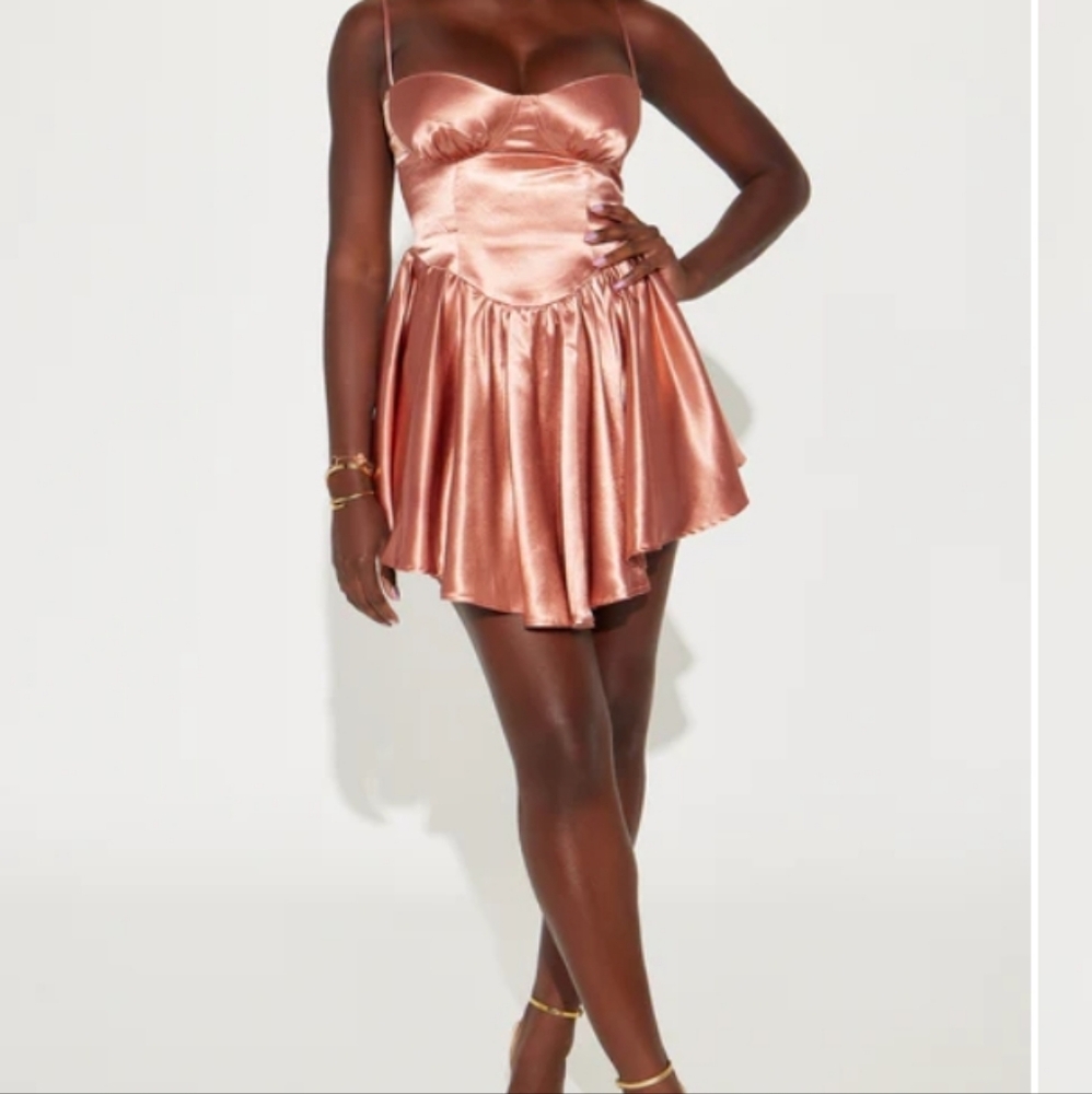 Rose Satin Mini Dress